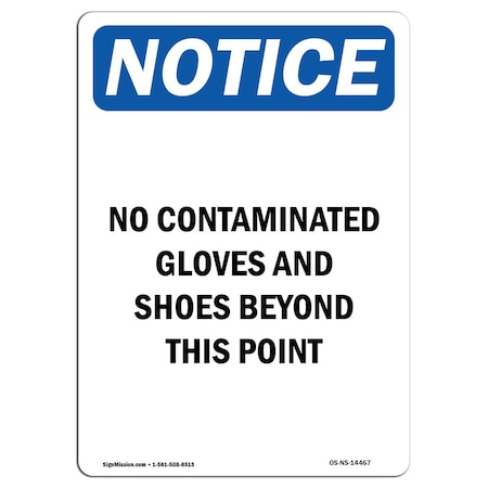Signmission OSHA Sign, No Contaminated Gloves Shoes, 5in X 3.5in, 10PK, 3.5" W, 5" H, Portrait, PK10 OS-NS-D-35-V-14467-10PK